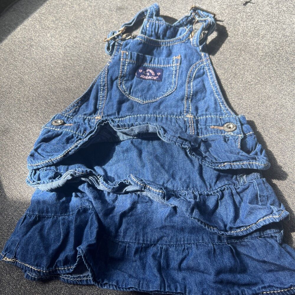 Jordache Toddler Girls Solid Blue Denim Ruffled Jumper size 3T